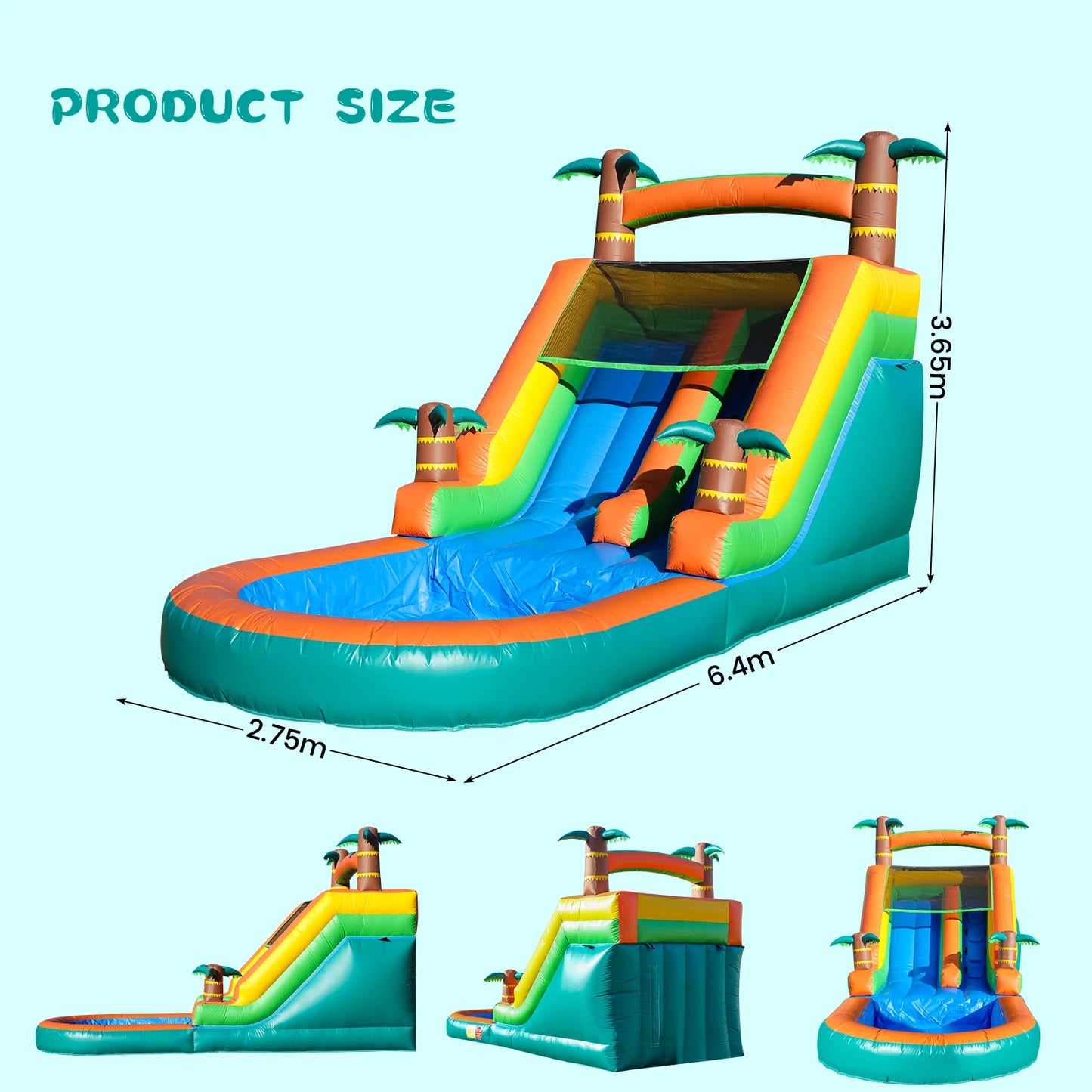21FT Commercial Inflatable Bounce House Tropical Water Slide Pool 750w Blower Children's playground, children's toys