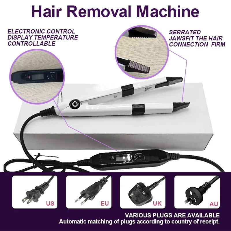 2026 UV Light Hair Extension Tool set Complete Kit with Strong Adhesive Glue And Remover Machine for V-Light Hair Extension tool