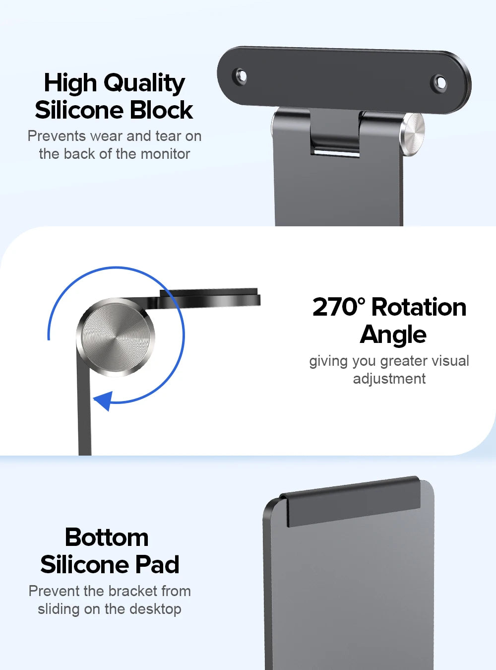 UPERFECT Portable VESA Monitor Stand with Hand Screw 7 to 18.5 inch Freestanding VESA Monitor Desk Mount with Swivel/Tilt/Rotat