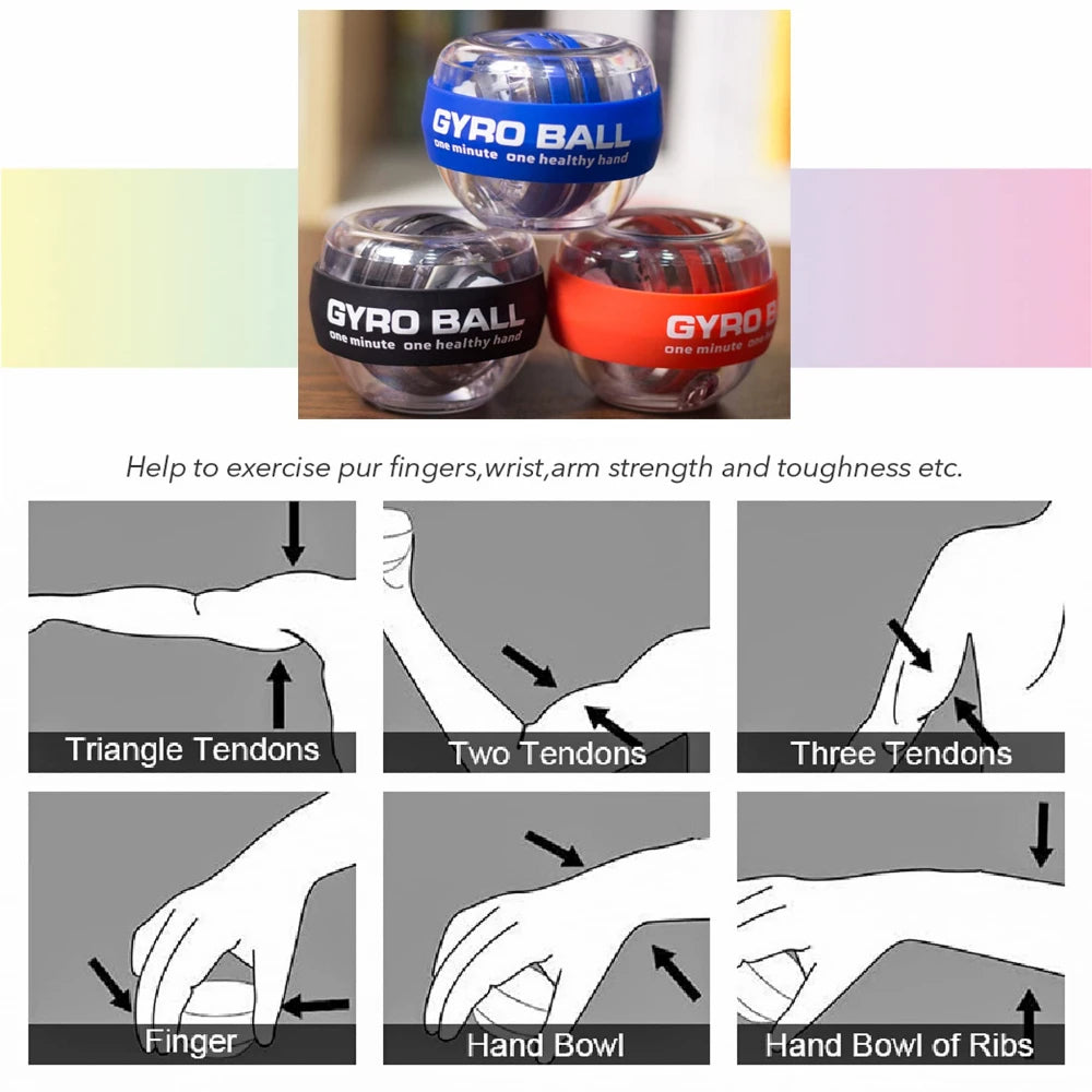 Power Wrist  Hand Ball Trainer Ball Wrist Strengthener Gyro Self-Starting Forearm Trainer Gyro Ball for Strengthening Muscles