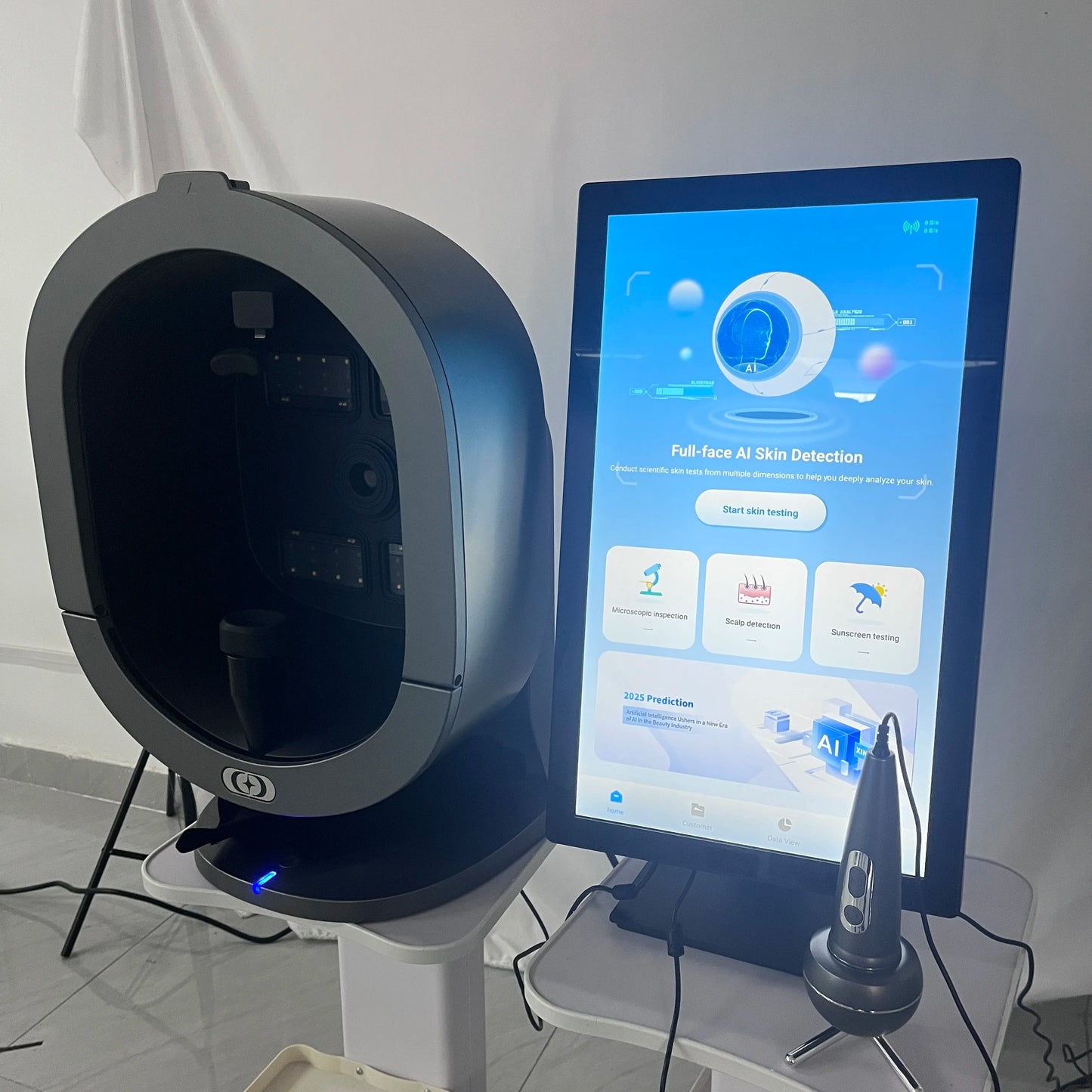 X5 3D Ai Skin Image Analyzer 21.5 inch High Definition Pixels Whole Facial Scanning Multi Spectrum Moisture Scalp Detection CE