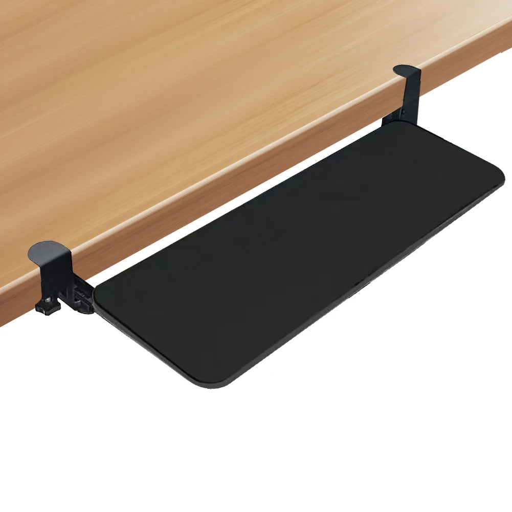 Ergonomic Clamp-On Keyboard Tray Sliding under Desk Platform Retractable Computer Desk Organizer Office Keyboard Drawer