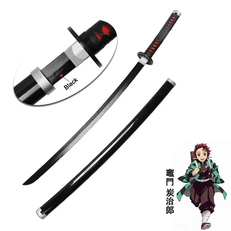 Anime Bamboo Katana 80cm /31.5in  Wooden Sword Cosplay  Props Giyuu Blue Tanjirou Kyoujurou Party Gift