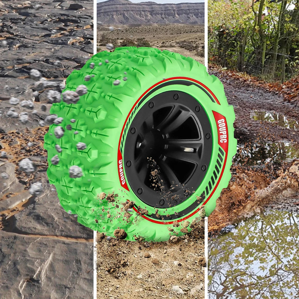 4Pcs 12mm Hex RC Wheel Tires Set Swamp Claw Mud Terrain Tires Wheels Tires for 1/14 1/16 RC Car Crawler Buggy Truck