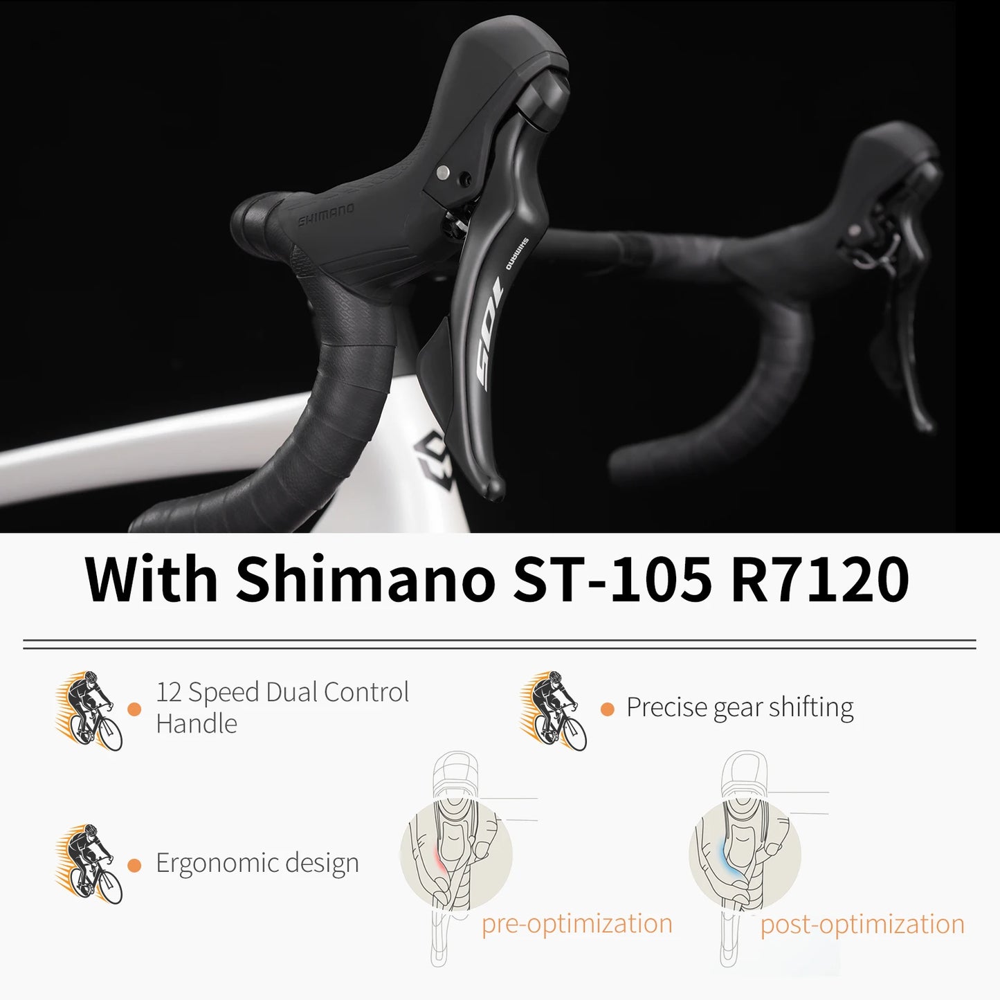 SAVA F20 Carbon Fiber Road Bike, Equipped with 105 R7120 24-Speed Groupset and Hydraulic Disc Brakes Adult Race Bike