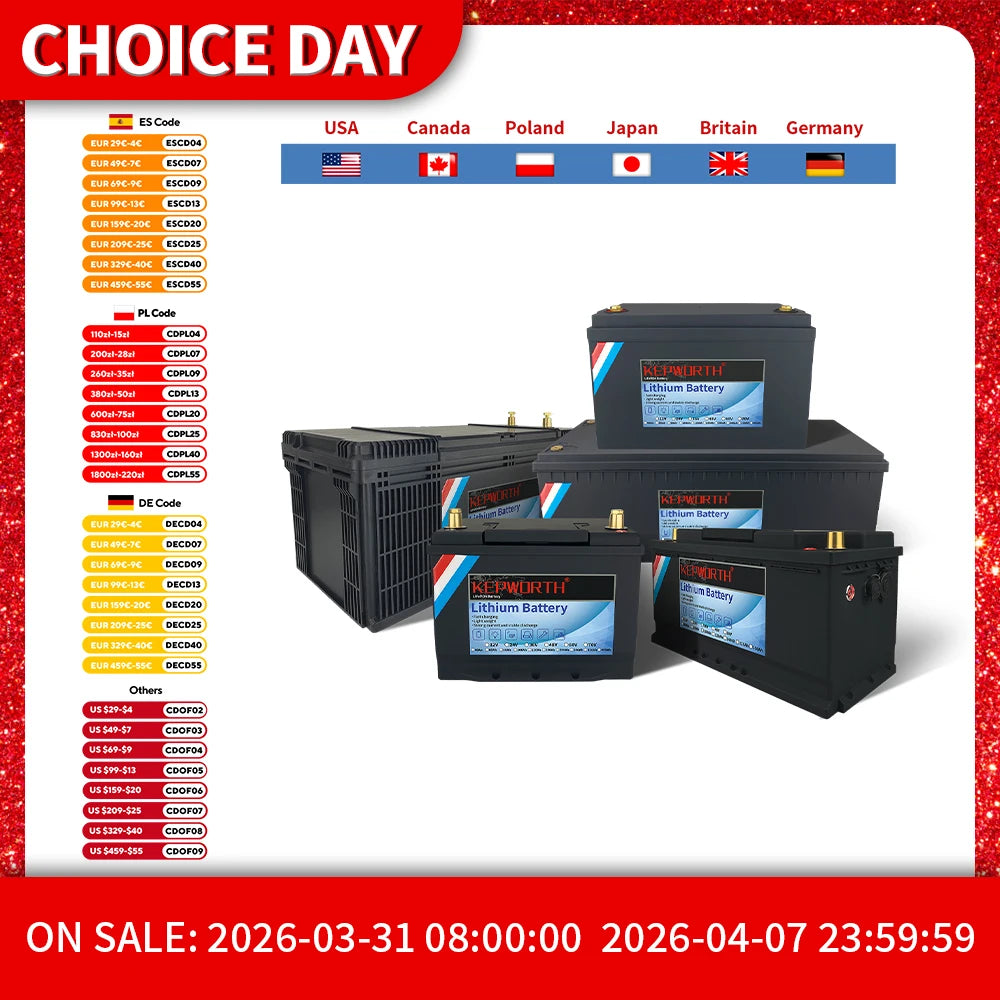 12V/24V LiFePO4 Battery with BMS - 30/50/100/120/135/300Ah for Golf Cart, Solar, RV, EV - Long Lifespan