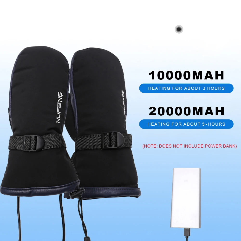 Winter Gloves Electric Heating Gloves USB Charging Snowboard Gloves Cold-Proof 3 Gear Temperature for Climbing Hiking Cycling