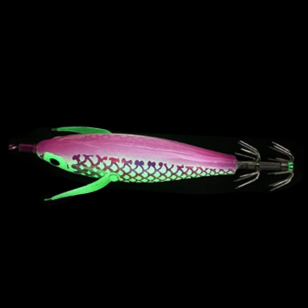 Luminous Squid Hook Squid Fishing Lure with 3D Eyes Cuttlefish Attracting Lure Glow In The Dark Squid Bait for Night Fishing