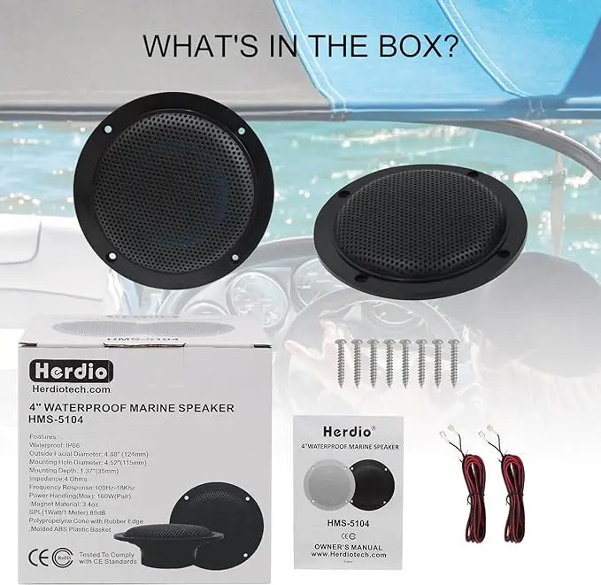 Herdio 4 Inch 160W Home In-Wall Ceiling Waterproof Speaker Surround Sound Speaker for Kitchen Bathroom Yacht Outdoor Theater