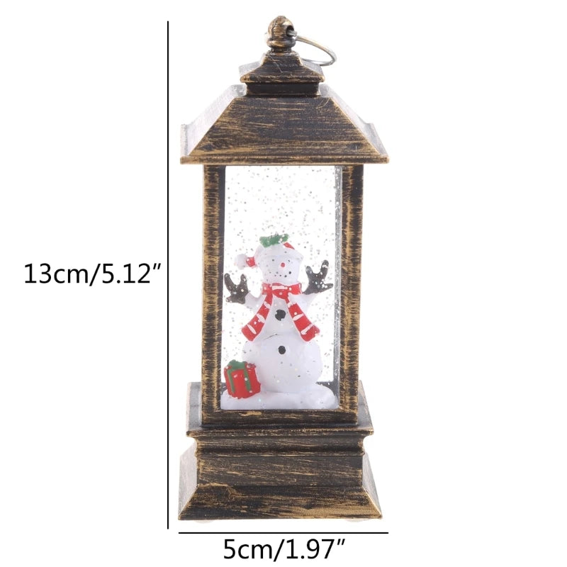 Christmas Glittering Lantern Santa-Claus/Xmas Tree/Snowman/Angel Lighted Lantern Home Table Decoration Gift for Kids