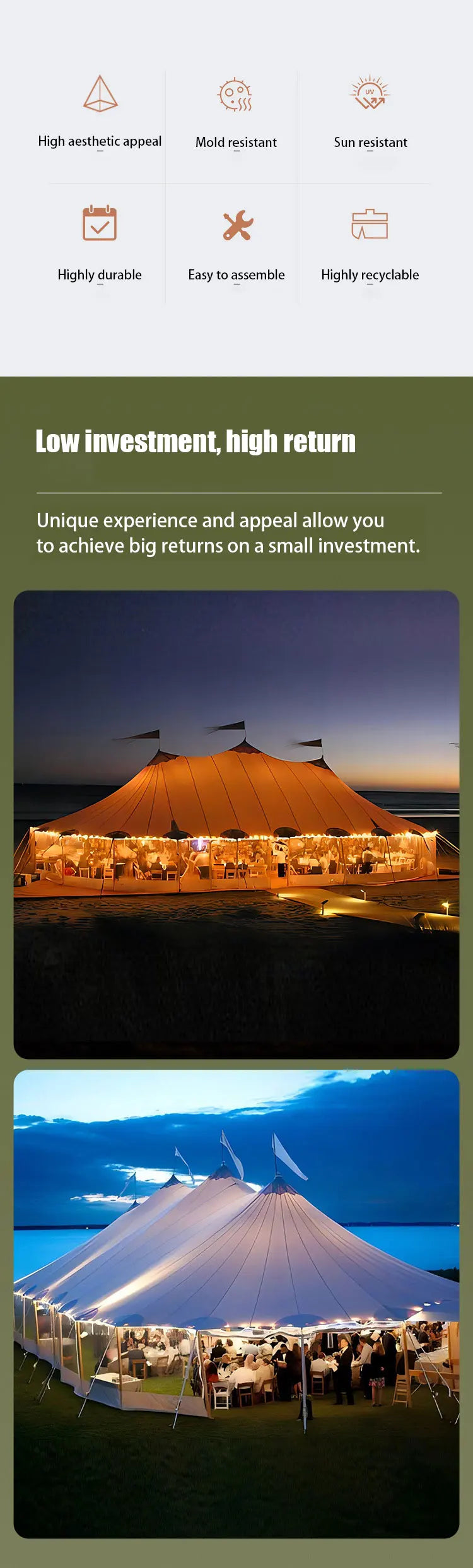 Outdoor Hotel Tent Camping Team Building Pole Tent Party Restaurant Resort Wedding Luxury Tent Hot Sale Wild Luxury Canopy Tent
