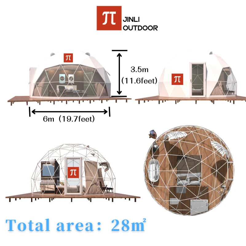 Factory Global Shipping Geodesic Dome Tent Spherical Tent Hotel Resort Outdoor Luxury Glamping Dome Transparent Starry Sky Tent