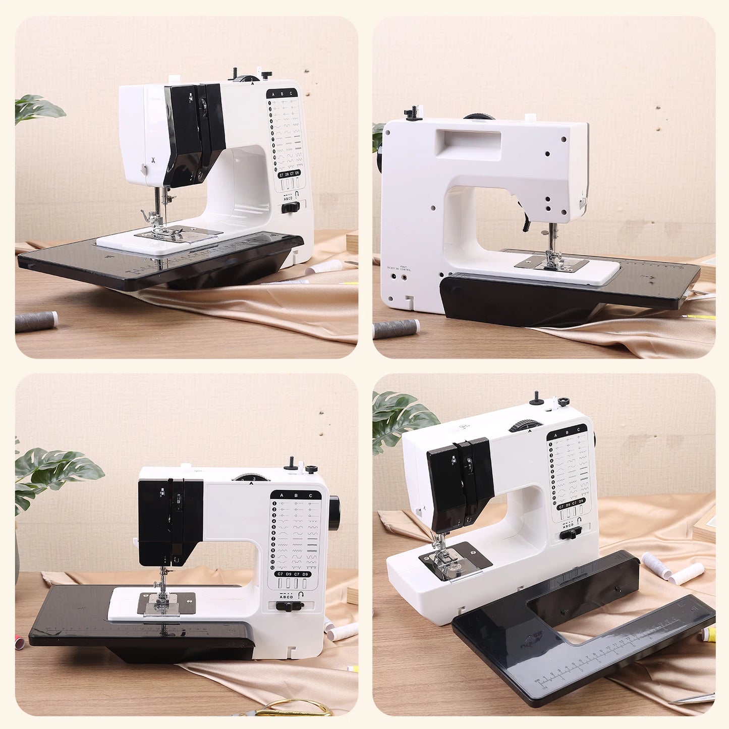 12 Stitches Mini Electric Sewing Machine with Sewing Table and 113PCS Sewing Kit Multifunctional base design