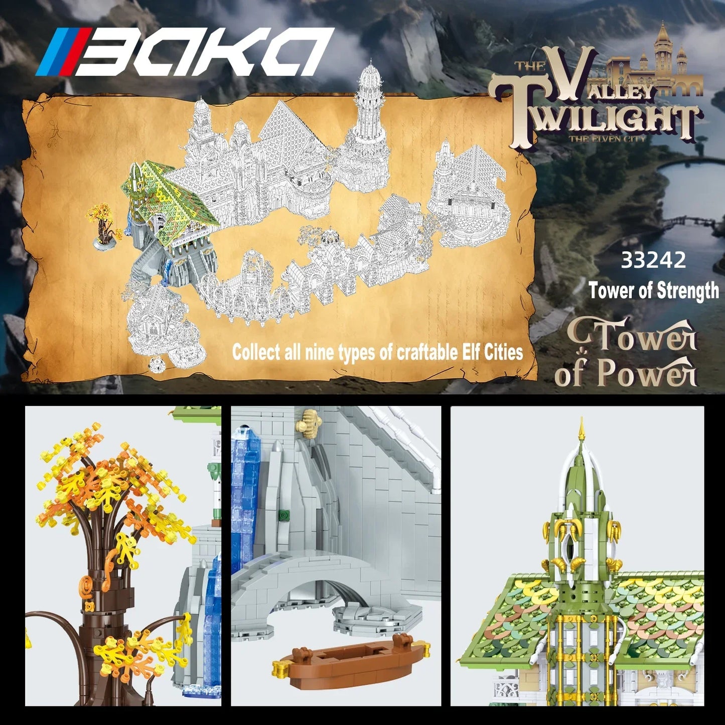 European Elf City Building Blocks Set Nine-in-one Giant Palace Models Bricks Desktop Decoration Diy Toys For Kids Holiday Gifts