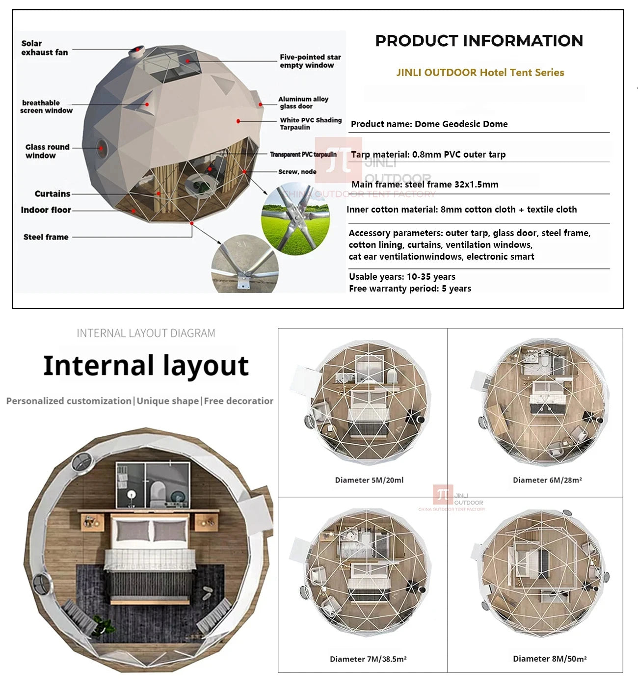 Luxury Camping Geodesic Dome House Hemispherical House PVC Geodesic Dome Tent Camping Dome Tent Hotel Tent for Glamping Resort