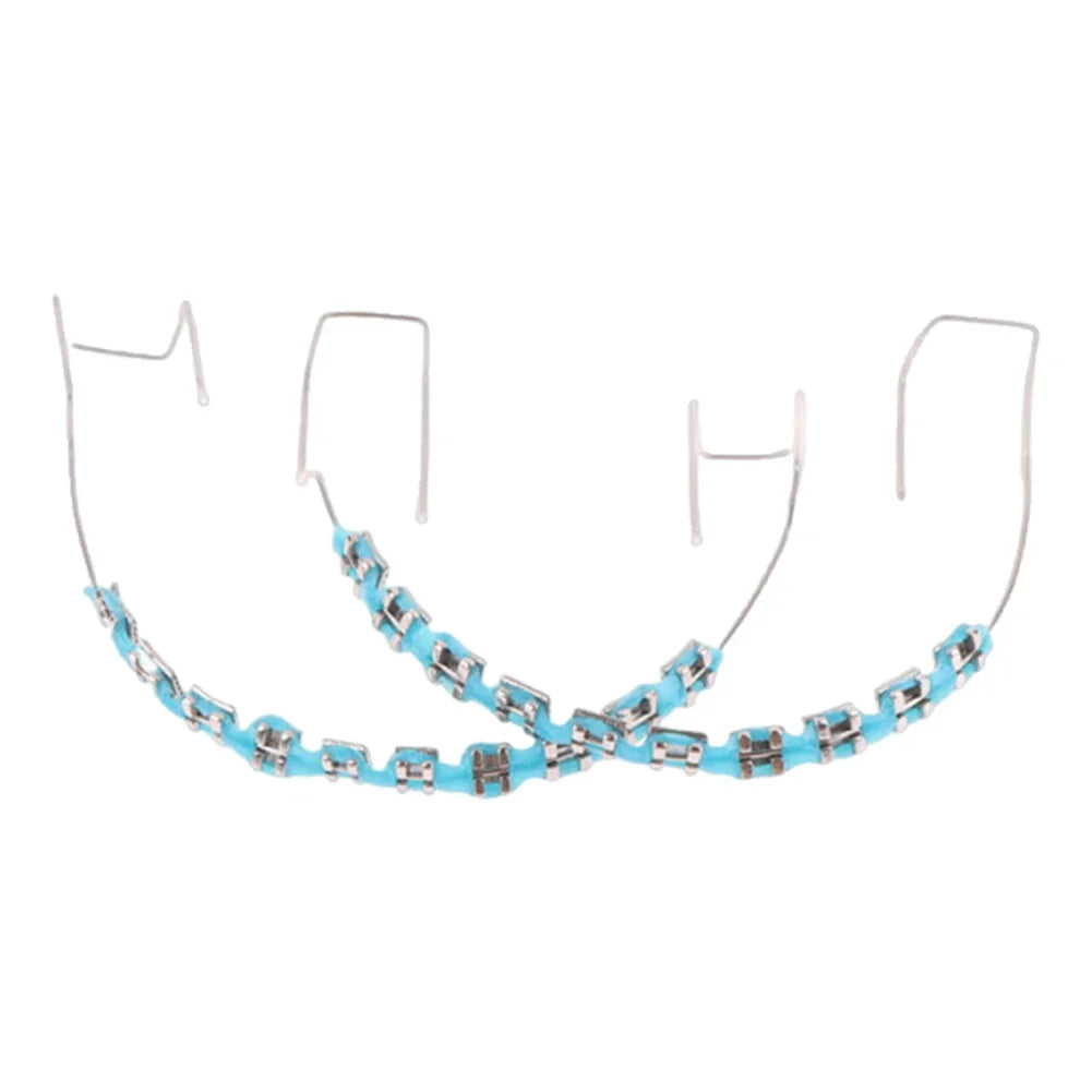 1 Pair Temporary Tooth Decoration Dental Fake Braces with Metal Wires & Bracket Dental Metal Bracket Dental Tool for Tooth Decor