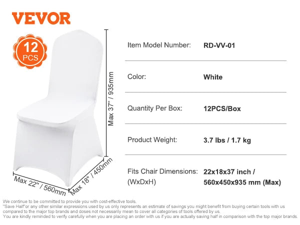 SucceBuy 12-100pcs Stretch Spandex Chair Covers Universal Fitted Chair Cover Removable Washable Slipcovers for Wedding Holiday