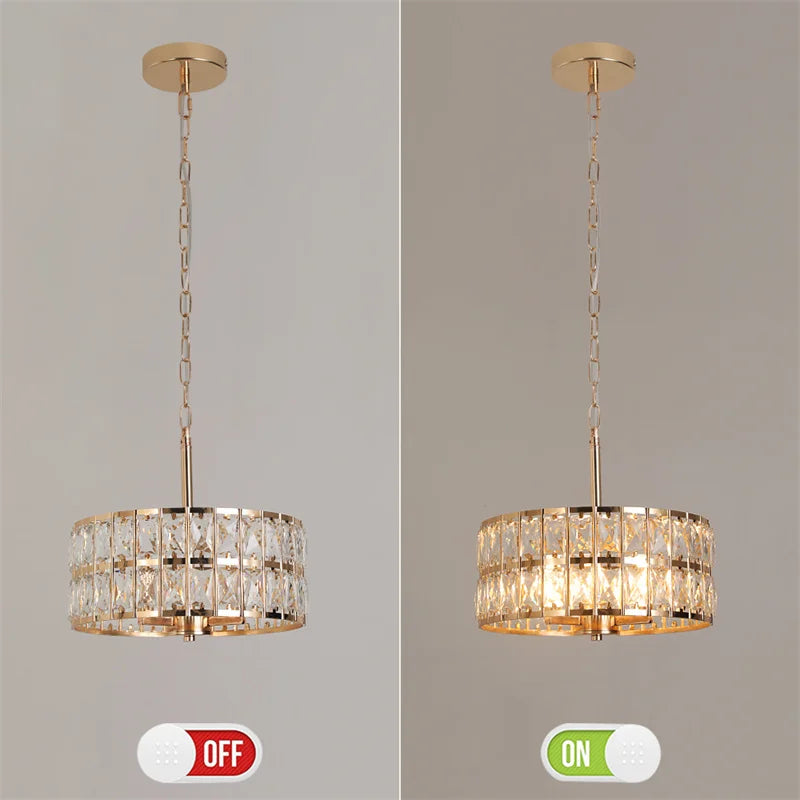 K9 Crystal Dining Table Pendant Lamp Bedroom Hanging Lamp Retro Luxury Style Suitable For Kitchen Plafon Ceiling Chandelier