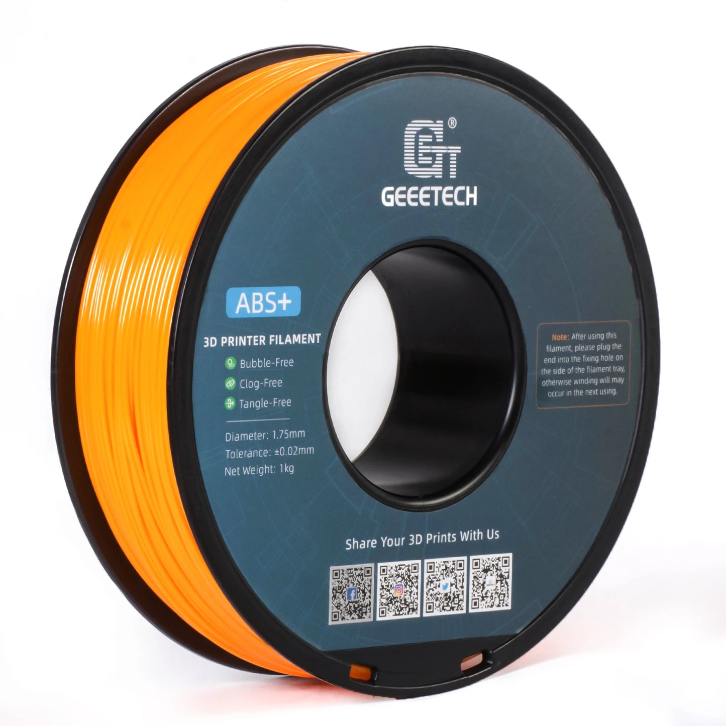 Geeetech  ABS+ 3D Filament 1.75mm 1KG plastic, 3D Printer Material, Tangle-Free, Non-Toxic, Vacuum Packaging