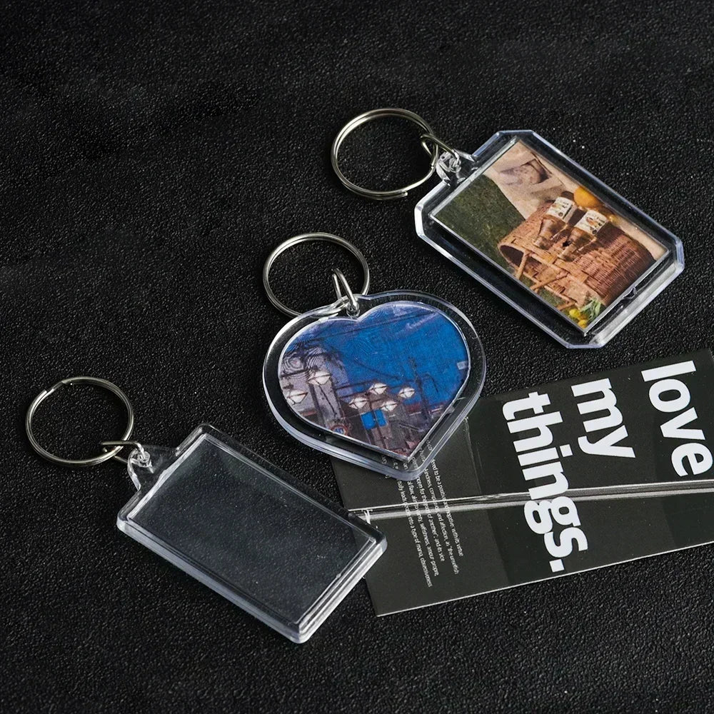 5/50pcs Transparent Rectangle Blank Clear Acrylic Insert Photo Picture Frame Keyring Keychain DIY Split Ring Key Chain 2035