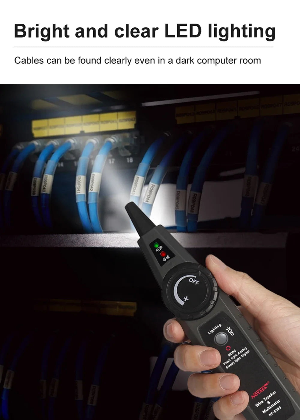NOYAFA NF-8509 2 in 1 Network Cable Tester Detect Length Digital Multimeter Cable Tracker Cat5 Cat6 PoE Tester Continuity Test