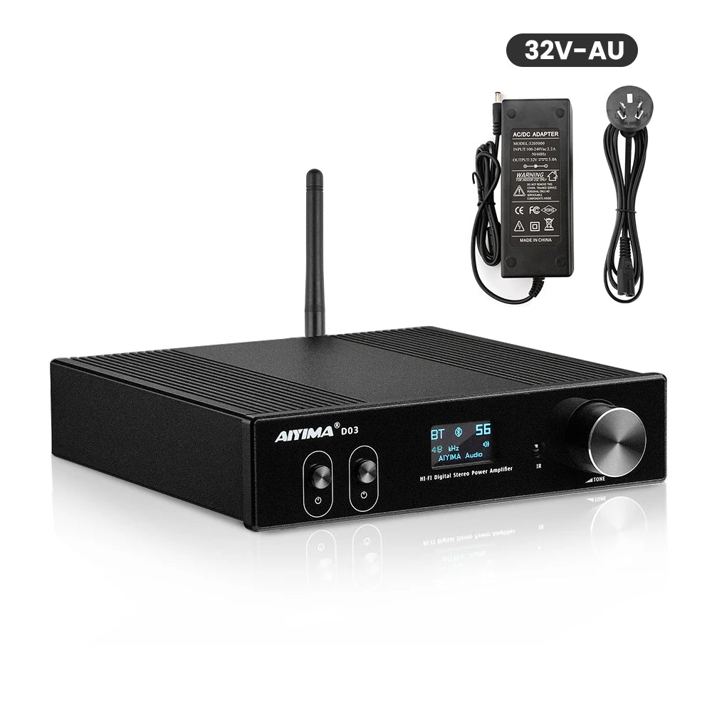 AIYIMA D03 Bluetooth Amplifier 150Wx2 Stereo HiFi Sound Amplificador Subwoofer Amplifiers USB DAC OLED APTX DIY 2.1 Home Audio