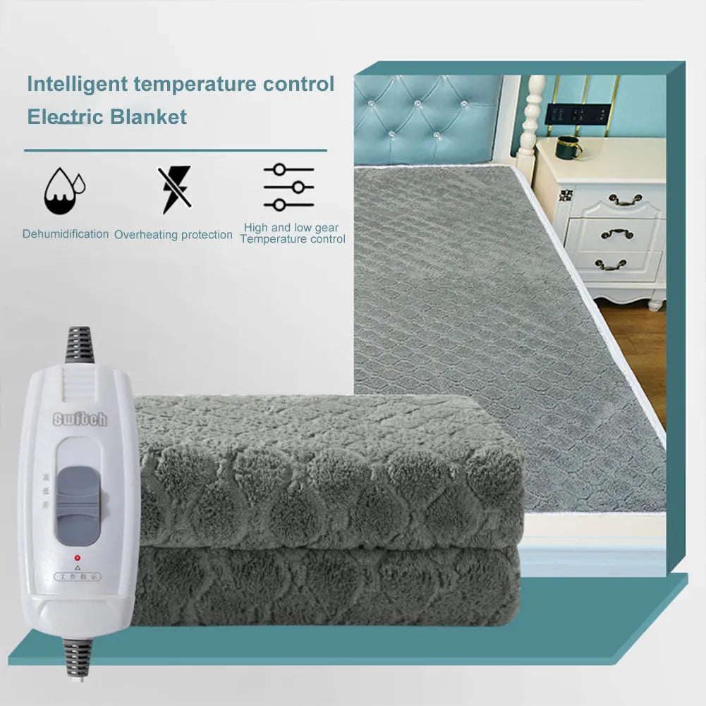 1.5x0.7M 220V Electric Blanket Woolen Thicker Heater Heated Mattress Thermostat Travel Heating Mat Winter Body Warmer For RV SUV