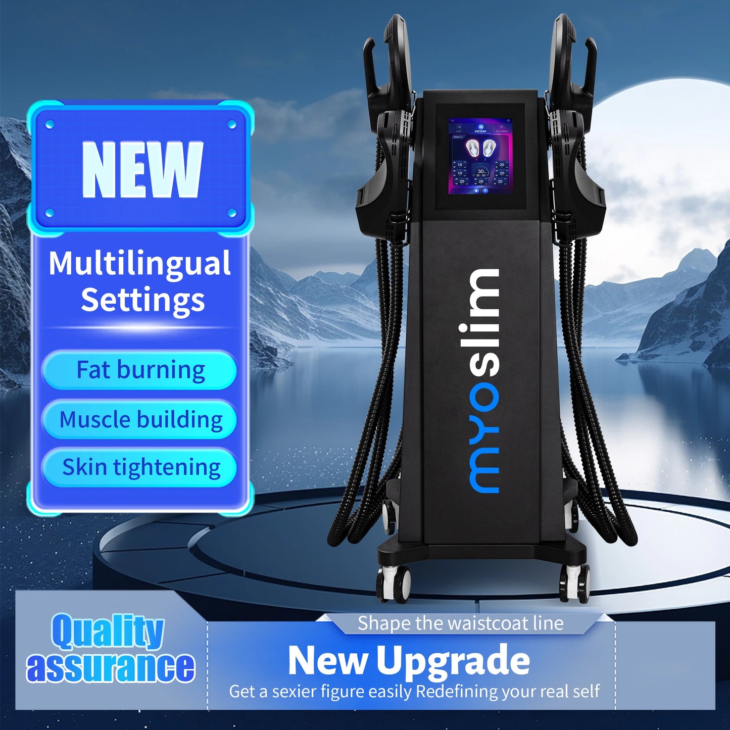 MYOslim Machine RF Professional 6500W 15T EMS Carving Hi Emt Body Slimming Muscle Stimulation Carving NEO 5 Handles RF