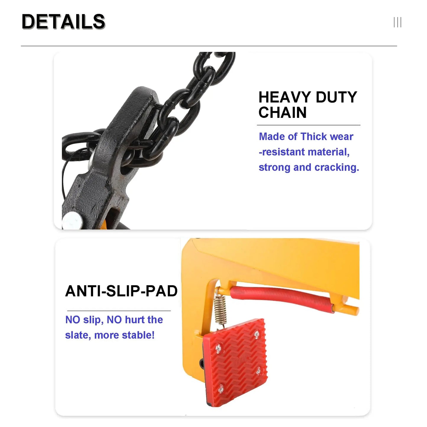 Granite Slab Lifting Clamp Chain 325/350/500/600kg Adjustable Roadside Stone Heavy Lifting Clamps for Granite Stone Marble