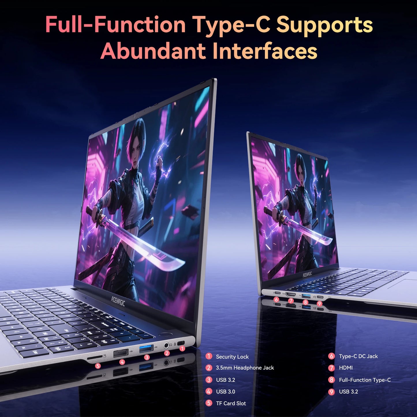 ACEMAGIC RX16 AMD Ryzen 7 7735HS /H255 16" Ultra Slim 4400MAH Laptop 16GB Ram 512GB Rom Windows 11Pro BT5.2 Wifi 6 Notebook