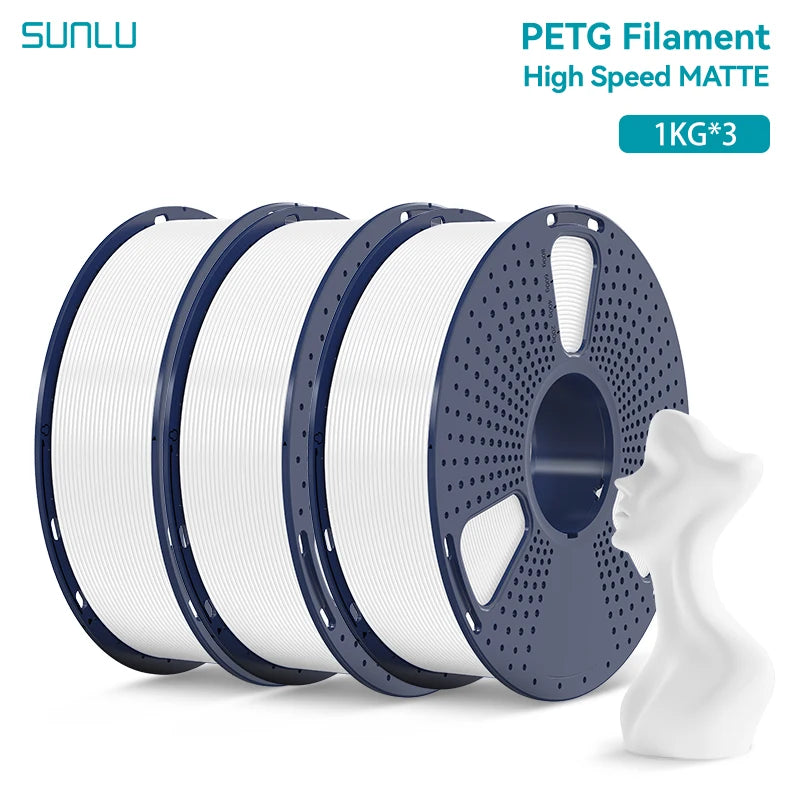 SUNLU 3KG High Speed Matte PETG Filament 1.75mm 1kg Spool (2.2lbs) High Speed Printing Filament Fit Most FDM Printer