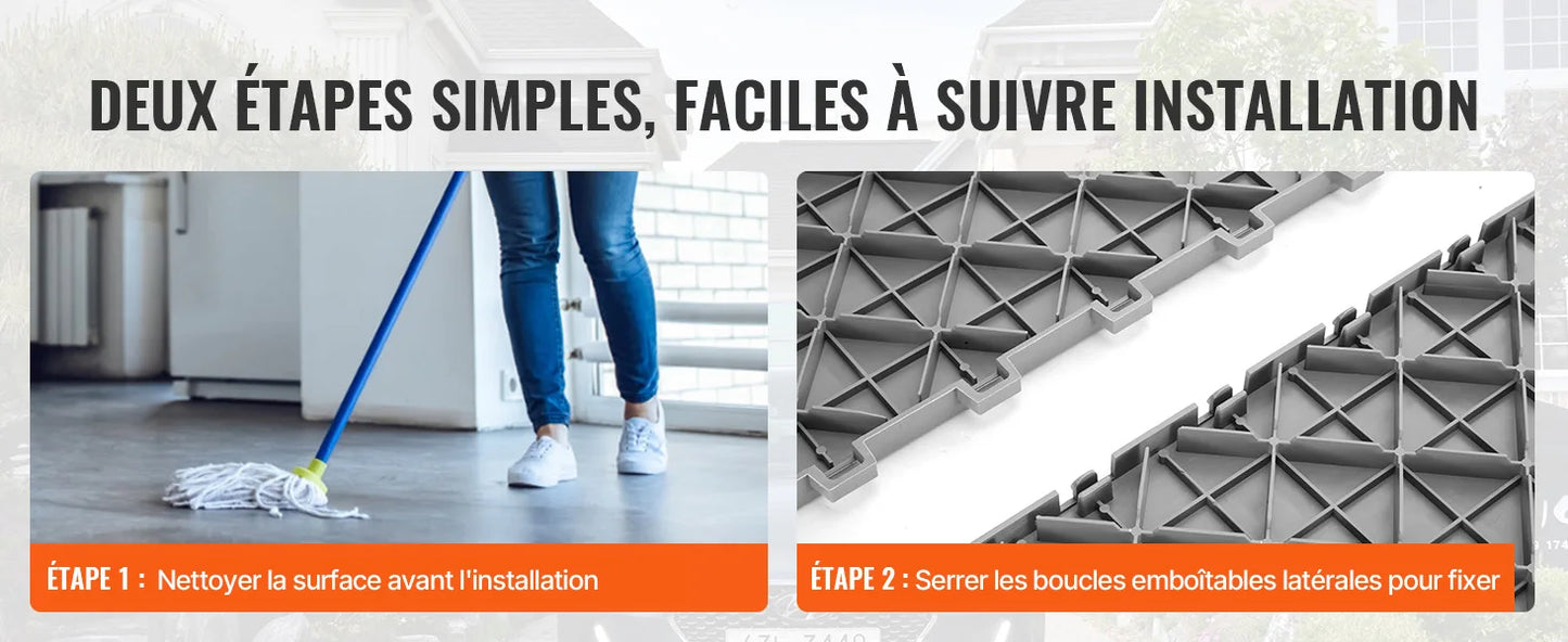 SucceBuy Garage Tiles Interlocking Garage Floor Covering Tiles Non-Slip Double-Sided Texture for Garages Basements Repair Shops