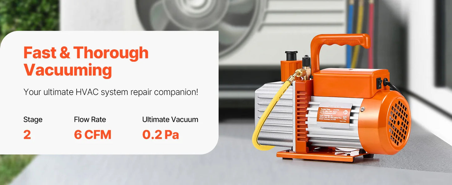 SucceBuy Vacuum Pump & Oil Bottle 3.5CFM/4CFM/5CFM 1-Stage or 6CFM 9CFM 2-Stage, R134a R22 R410a Systems Conditioner Maintenance