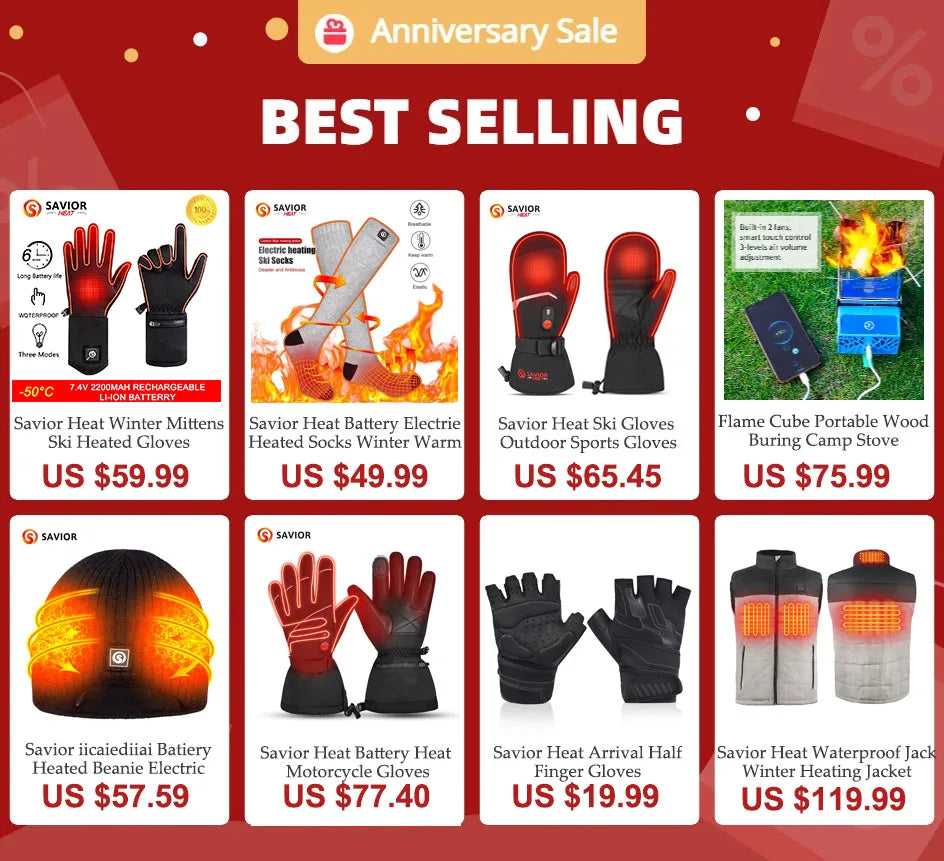 Savior Heat Winter Motorcycle Heated Gloves 7.4V Safe Outdoors Sports Electric Heating Waterproof Windproof KNUCKLE EN13594
