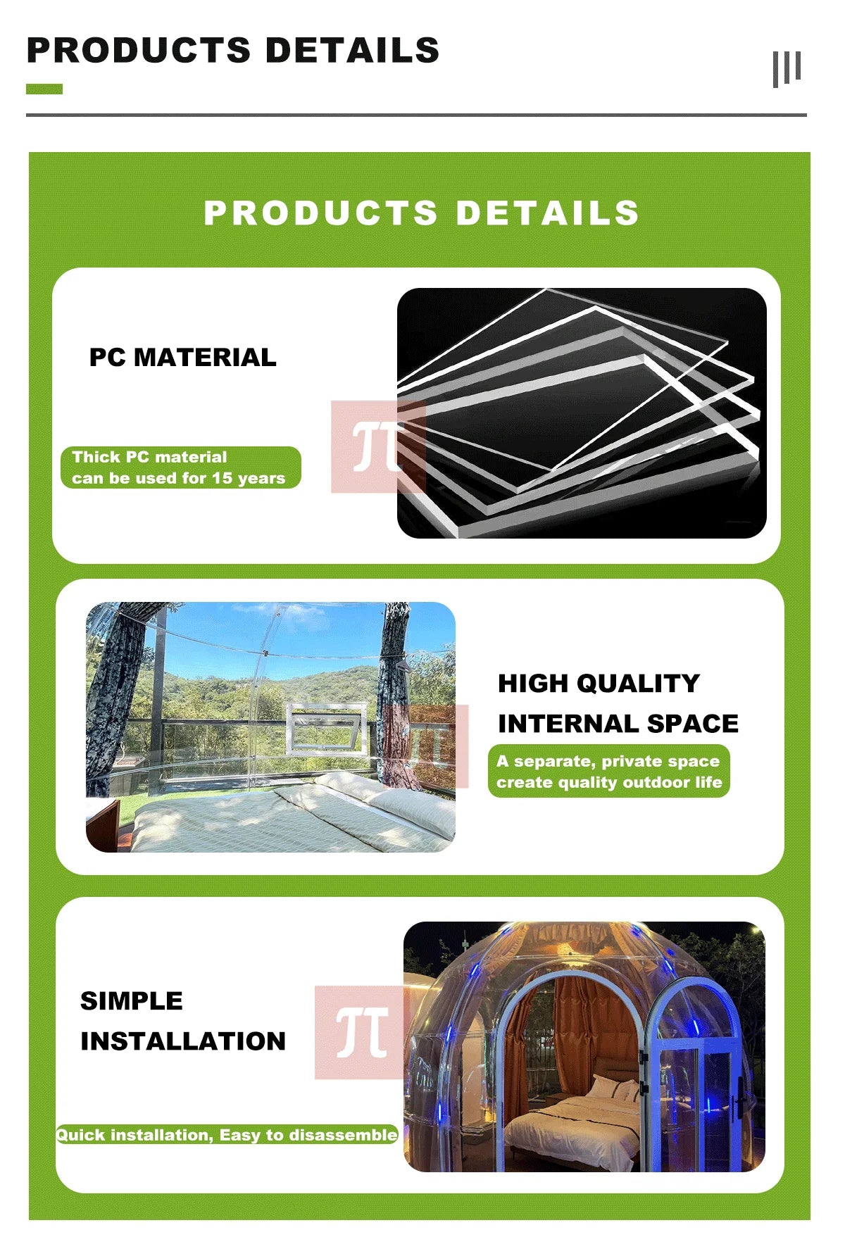4m PC Dome Tent Outdoor Bubble Camping Transparent Starry Sky Tent Igloo Tent Waterproof Hotel Tent Versatile Applications