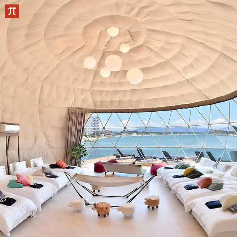 Luxury Geodesic Dome Tent for Glamping Outdoor Waterproof Insulated Camping Pod Hotel Bubble House with Clear Window