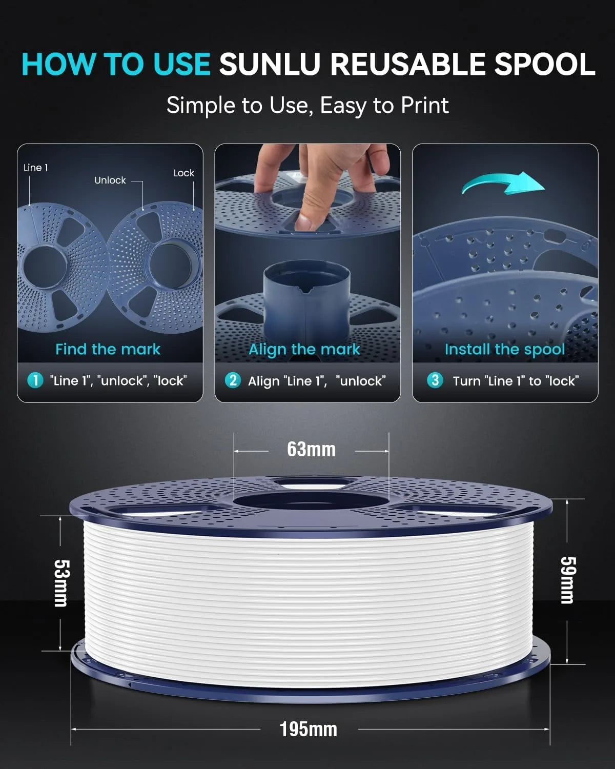 SUNLU 3KG High Speed Matte PETG Filament 1.75mm 1kg Spool (2.2lbs) High Speed Printing Filament Fit Most FDM Printer