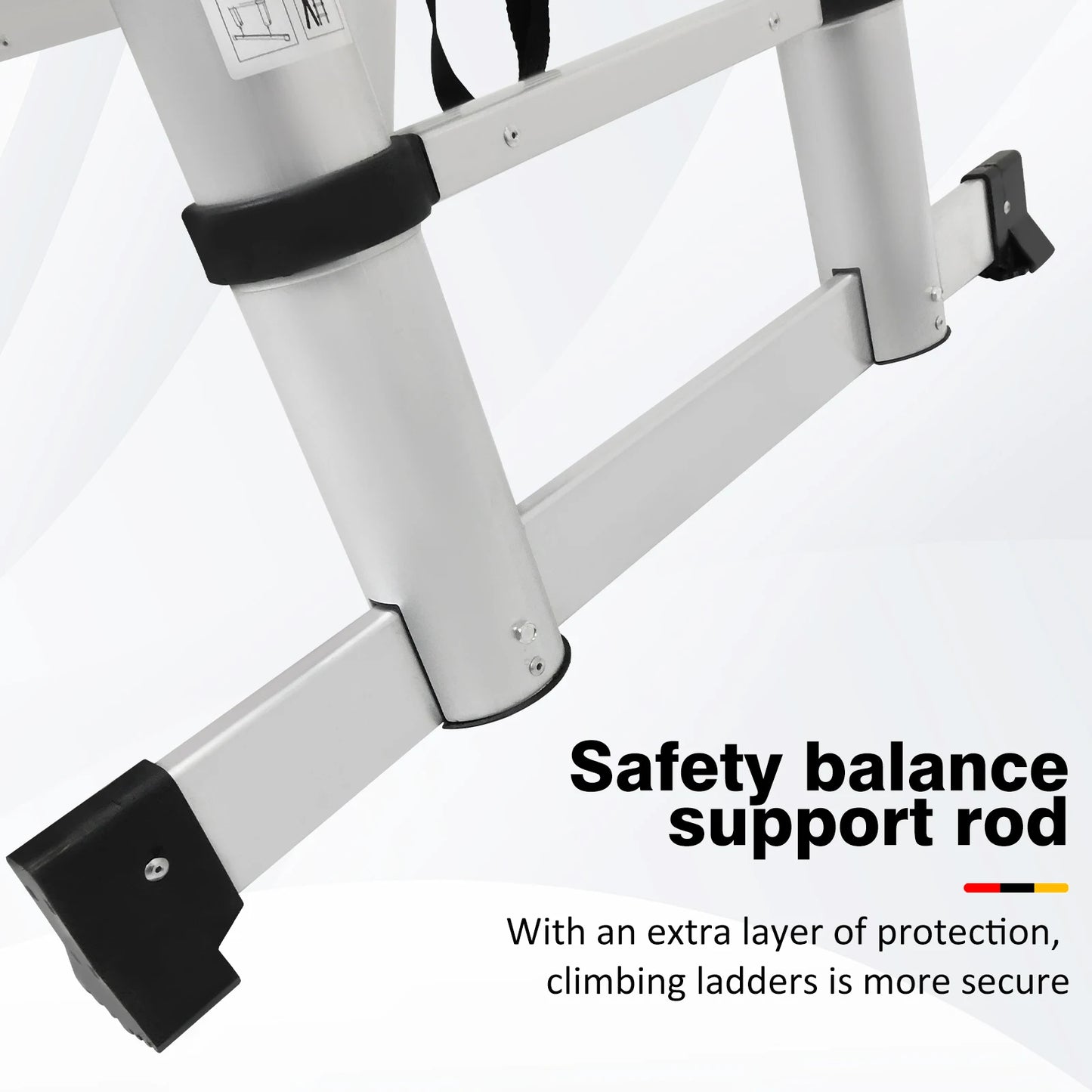 3.8M/5M Portable Folding Ladder ,Household  Telescopic A-Frame & Vertical Ladder , Aluminum & Stainless Steel, No Slip,150kg