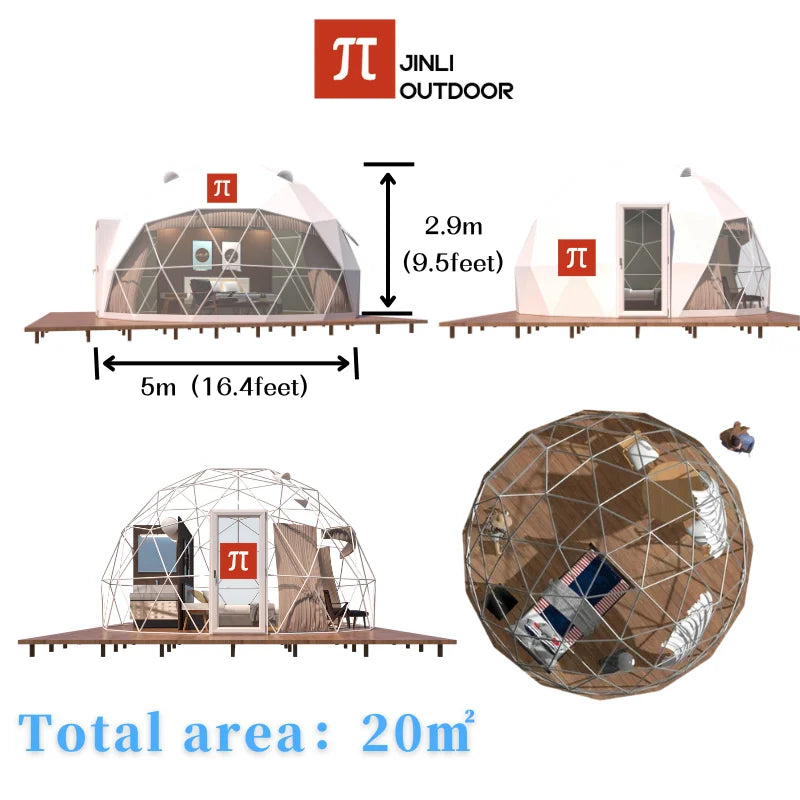 Factory Global Shipping Geodesic Dome Tent Spherical Tent Hotel Resort Outdoor Luxury Glamping Dome Transparent Starry Sky Tent
