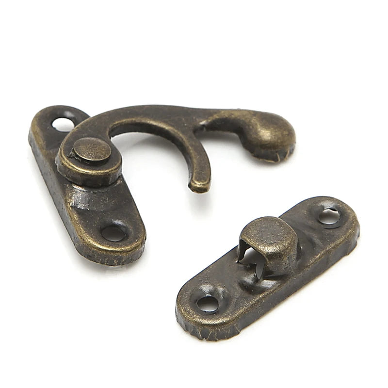 10x Antique Metal Catch Curved Buckle Horn Lock Clasp Hook Jewelry Box Padlock Drop Shipping