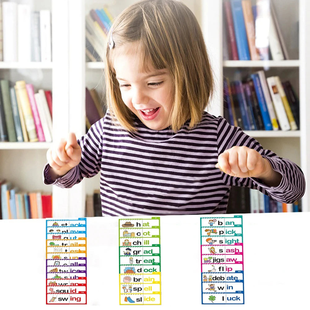 30 Read and Rhyme Flip Books Vocabulary Flash Cards Word Reading Flip Book Letter ABC Vocabulary Cards Educational Reading Game