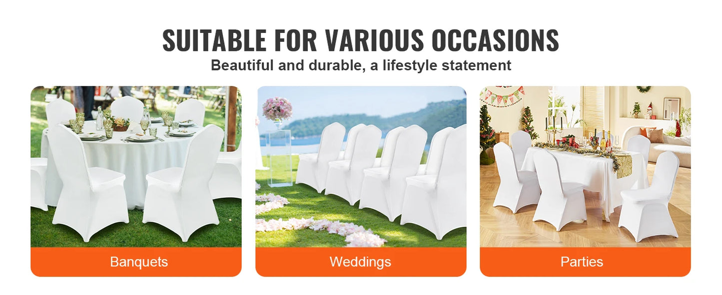 SucceBuy12/30/50/100Pcs Wedding Chair Cover Spandex Stretch Slipcover for Restaurant Banquet Hotel Dining Party White Cover