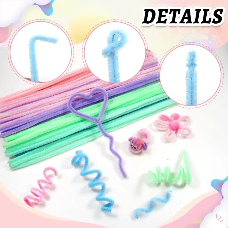 Creative Wires Chenille Wire Pipe Cleaners Colorful Chenille Stems DIY Plush Stem Wired Twist Stick Hair Strip Kid Handmade/*-2/