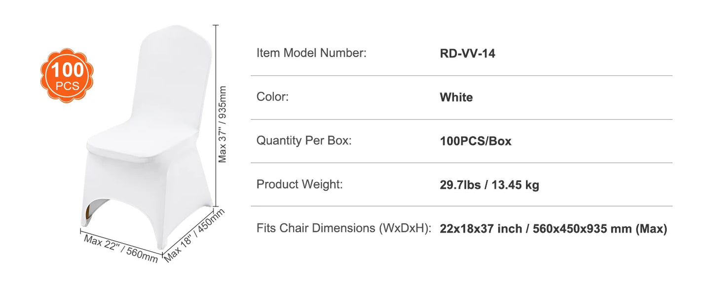 SucceBuy12/30/50/100Pcs Wedding Chair Cover Spandex Stretch Slipcover for Restaurant Banquet Hotel Dining Party White Cover