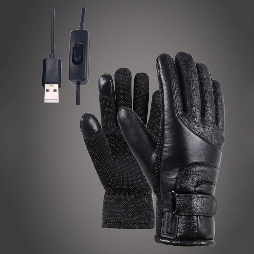 Electric Heating Gloves Men Women Heated Gloves Winter Skiing Snowboarding Can Touch Screen Snow Gloves (Excluding battery)