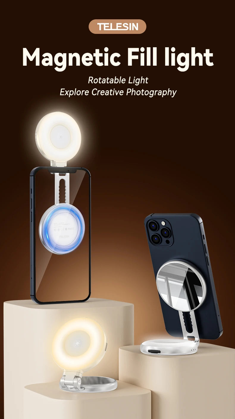 TELESIN Magnetic Phone Camera Shoot Hand Grip Universal Smart Phone Holder Shooting Aid Remote Control Handle for Iphone Andriod