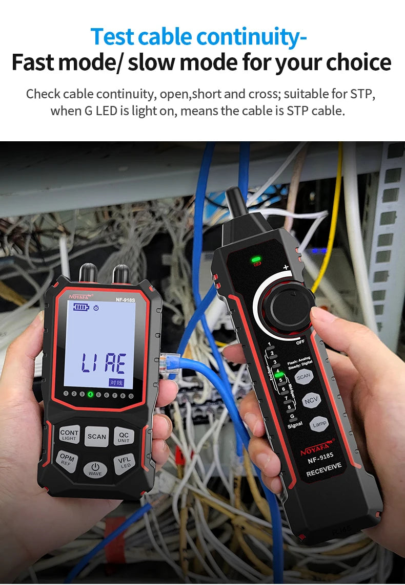 NOYAFA NF-918S Network Cable Tester Red Light Pen Wire Tracer with Optical Power Meter POE Check Wiremap Crimp Test Line Finder