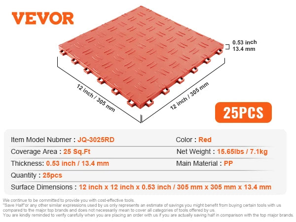 SucceBuy Garage Tiles Interlocking Garage Floor Covering Tiles Non-Slip Double-Sided Texture for Garages Basements Repair Shops