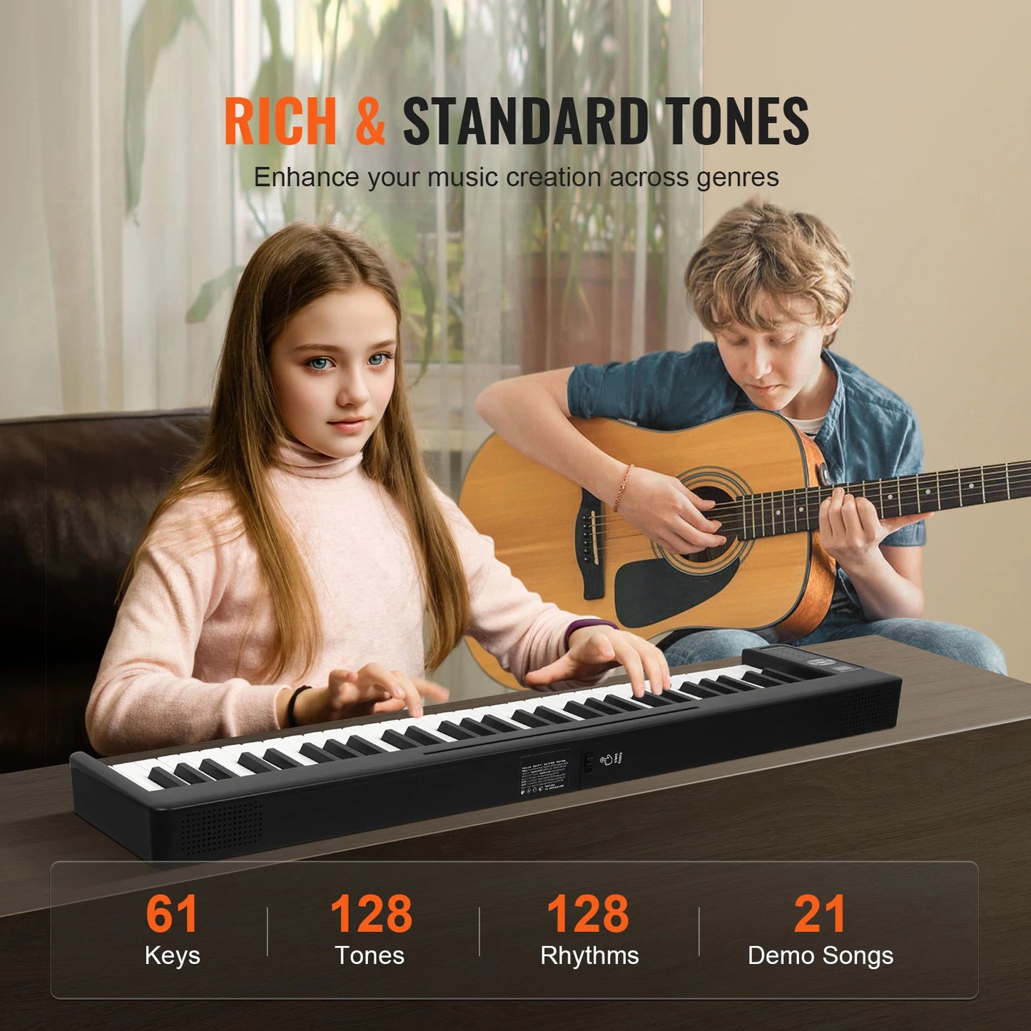 SucceBuy 61 or 88 Key Folding Keyboard Piano Bluetooth & MIDI  Electronic Digital Foldable Piano Rechargeable for Beginners Use