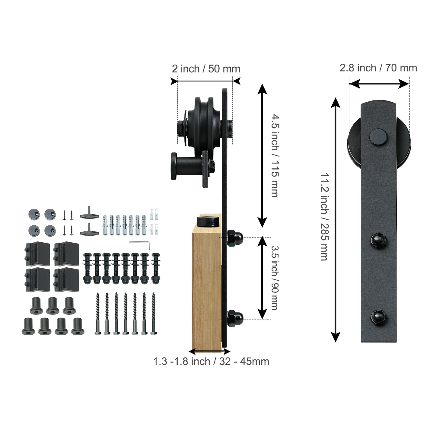 SucceBuy 8/10FT Sliding Barn Door Hardware Kit 330LBS Heavy Duty Barn Door Track Kit for Double Doors W/ Smooth & Silent Pulley